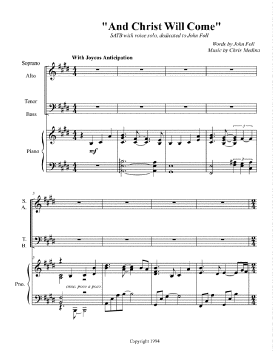 And Christ Will Come 4-Part scores gallery preview page 1