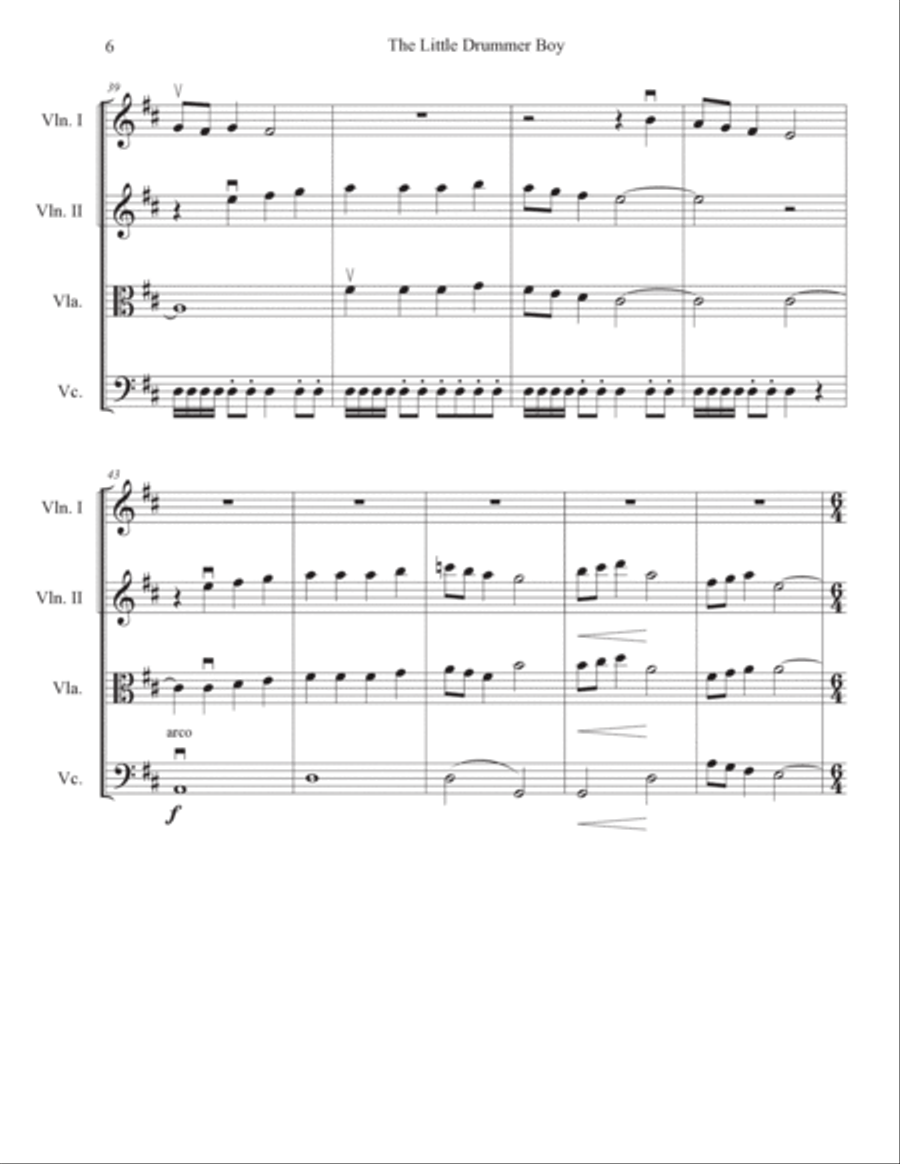 The Little Drummer Boy String Quartet scores gallery preview page 6