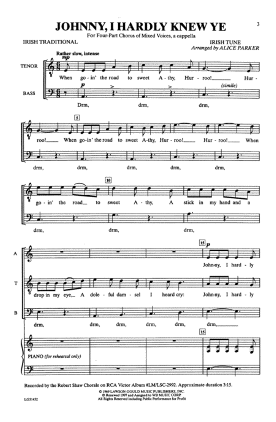 Johnny, I Hardly Knew Ye Johnny, I Hardly Knew Ye 4-Part scores gallery preview page 18