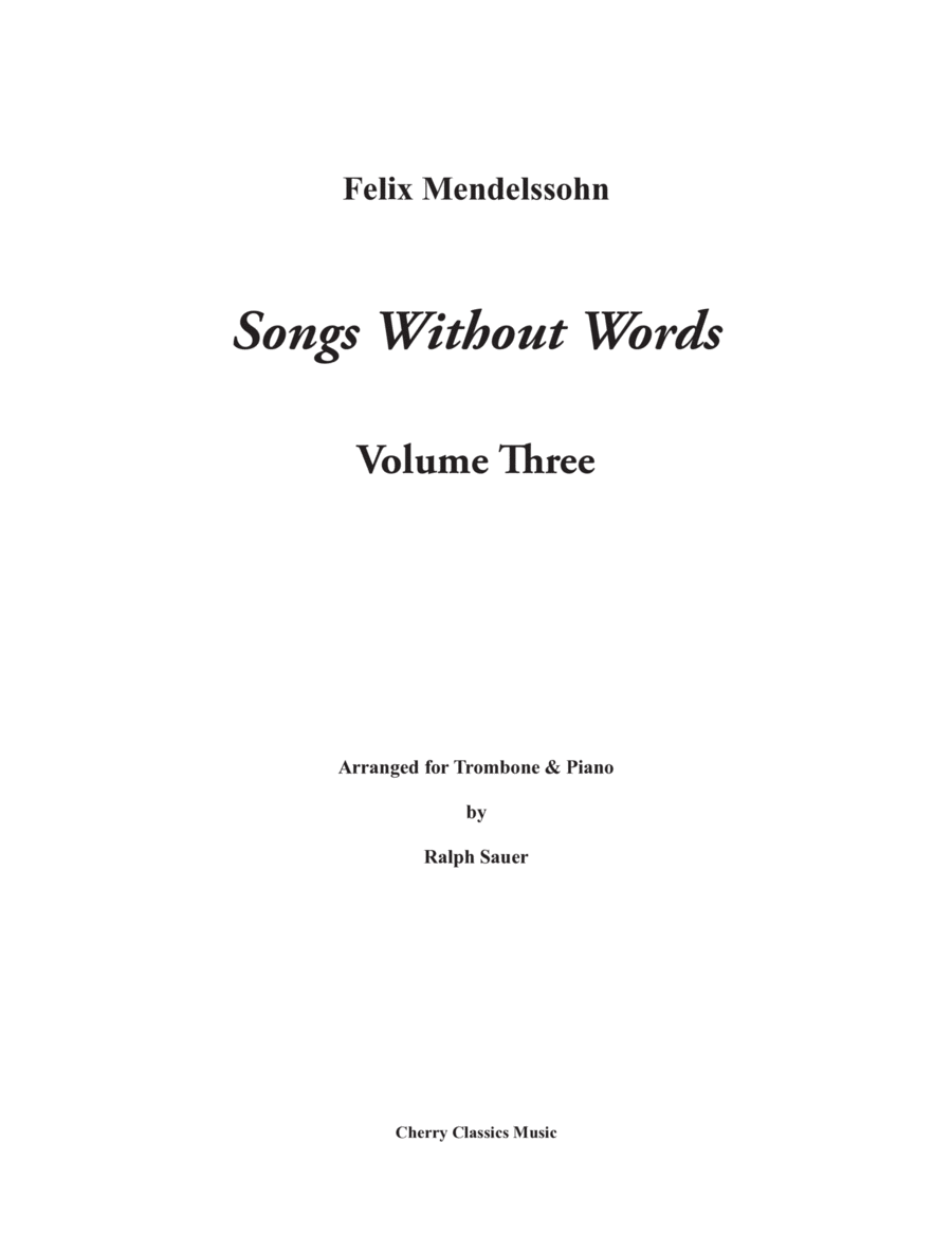 Songs Without Words for Trombone and Piano Volume 3