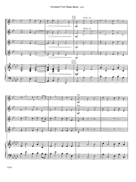 Hornpipe From Water Music - Full Score