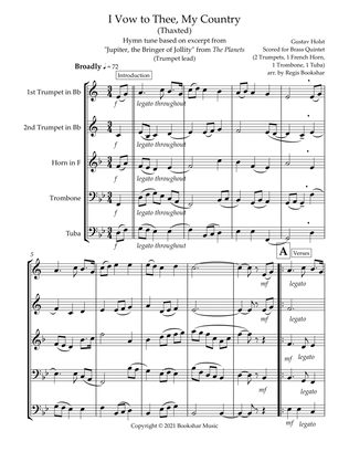 I Vow to Thee, My Country (Thaxted) (Bb) (Brass Quintet - 2 Trp, 1 Hrn, 1 Trb, 1 Tuba) (Trumpet lead