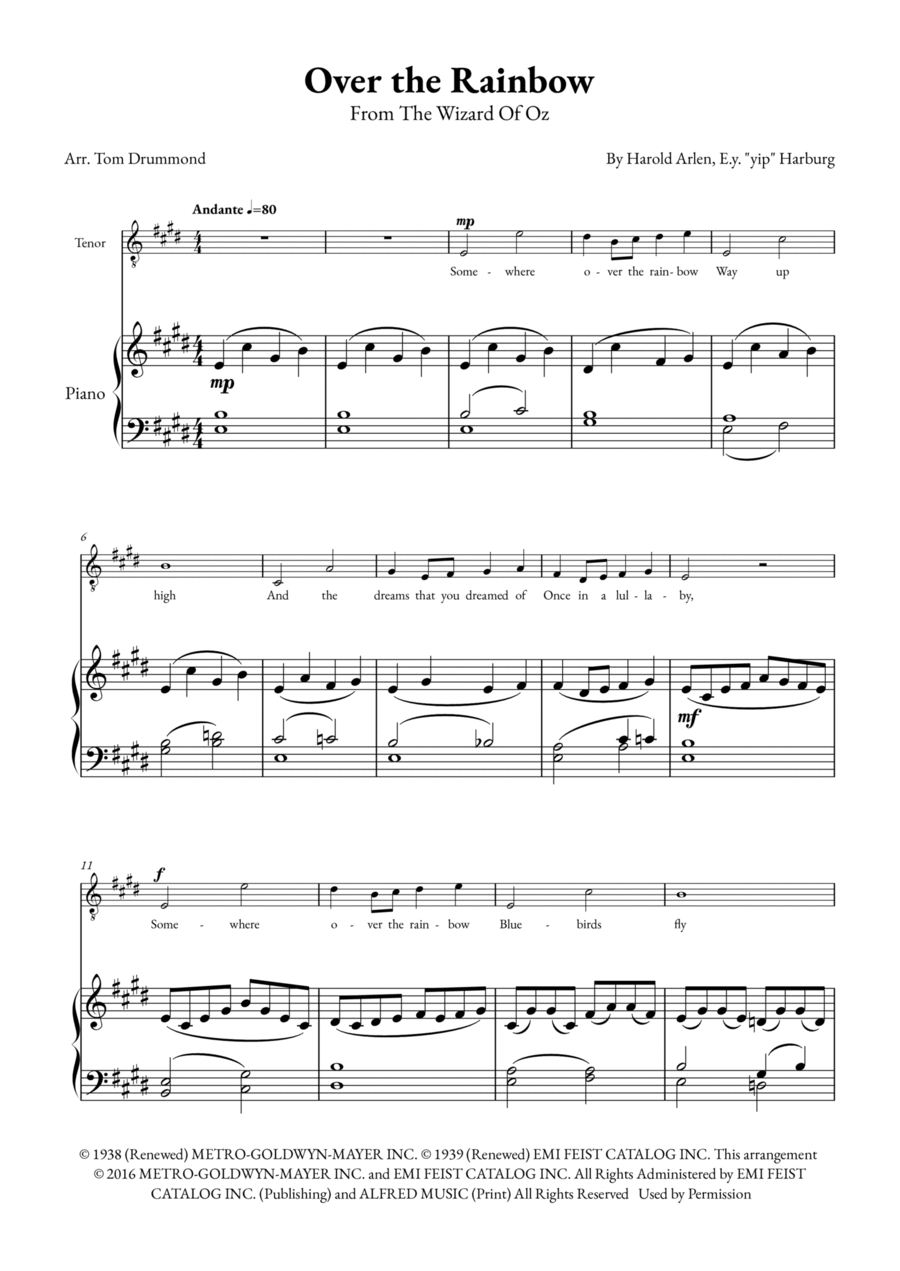 Over The Rainbow Over The Rainbow Voice scores gallery preview page 1