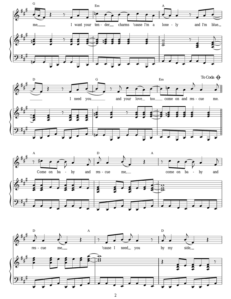Rescue Me Piano, Vocal scores gallery preview page 2