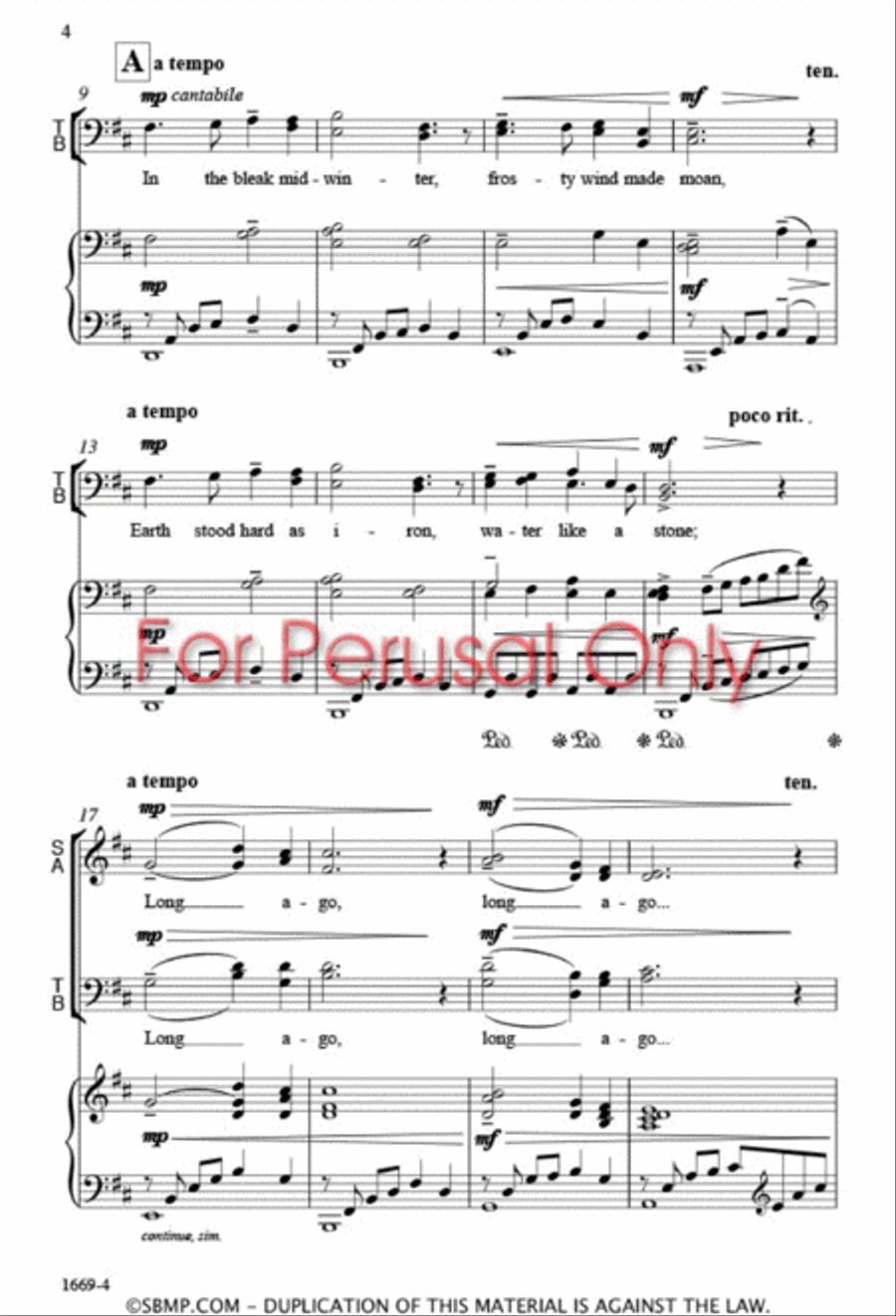 Long Ago (In the Bleak Midwinter) 4-Part scores gallery preview page 3