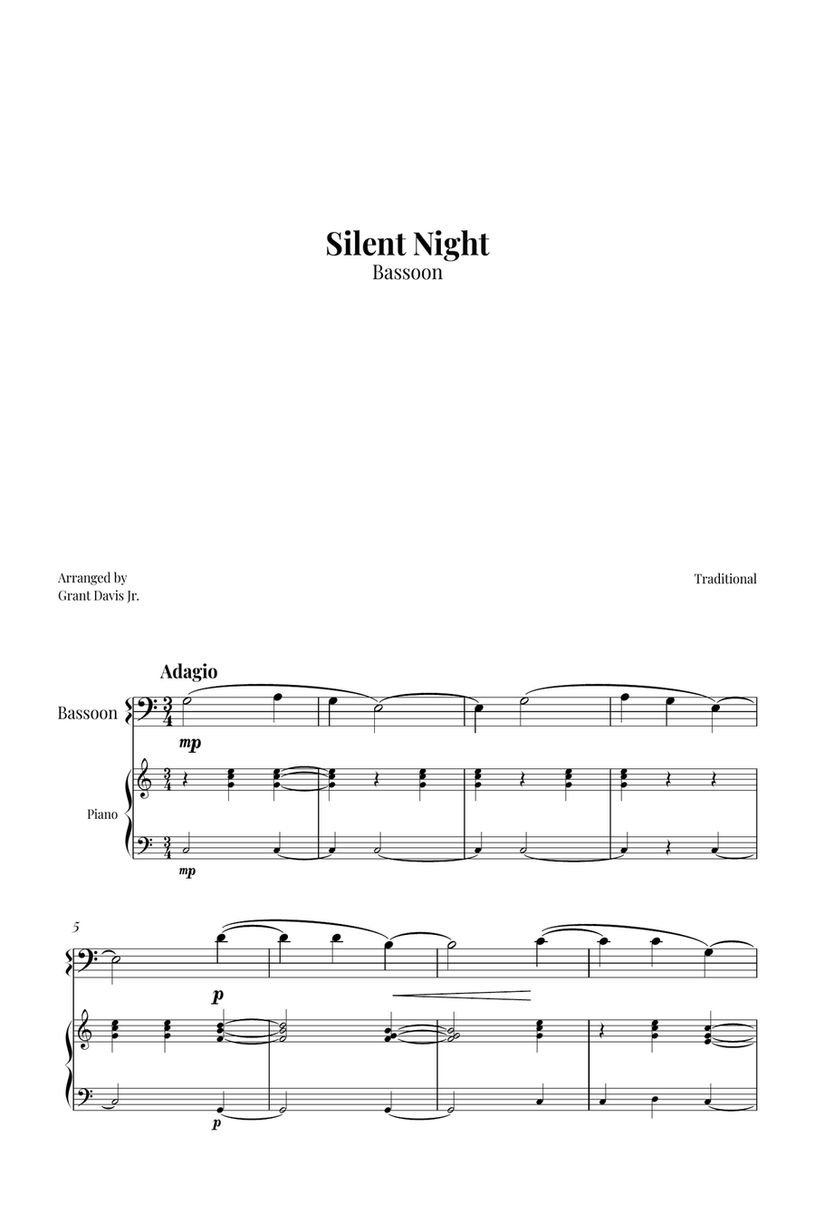 Silent Night Bassoon scores gallery preview page 1