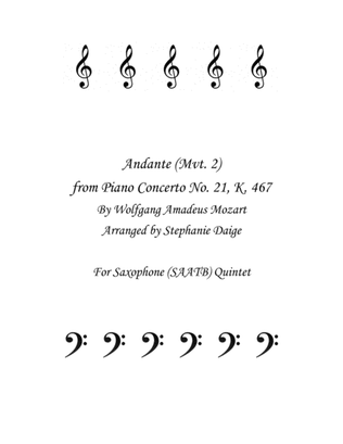 Mozart Andante from Piano Concerto No 21 for Saxophone Quintet