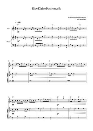 Eine Kleine Nachtmusik - Mozart for flute solo with piano and chords.