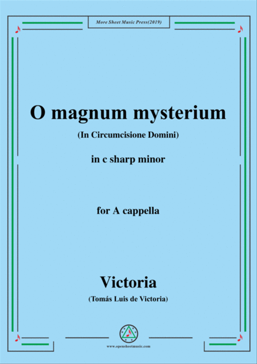 Victoria-O magnum mysterium,in c sharp minor,for A cappella Divisi scores gallery preview page 1