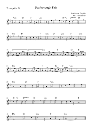 Scarborough Fair for Trumpet in Bb Solo with Chords