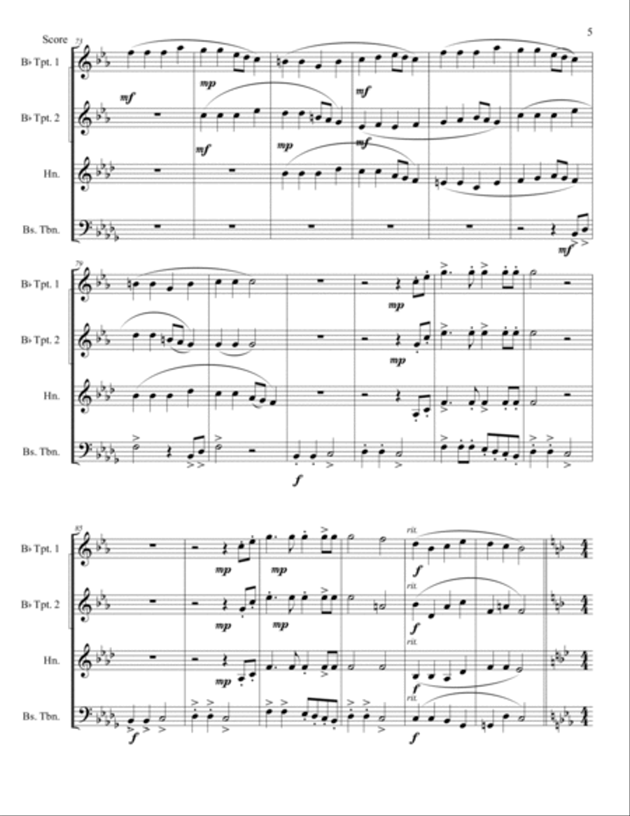 Hanukkah Medley for Brass Quartet-Score and Parts Brass Quartet scores gallery preview page 5