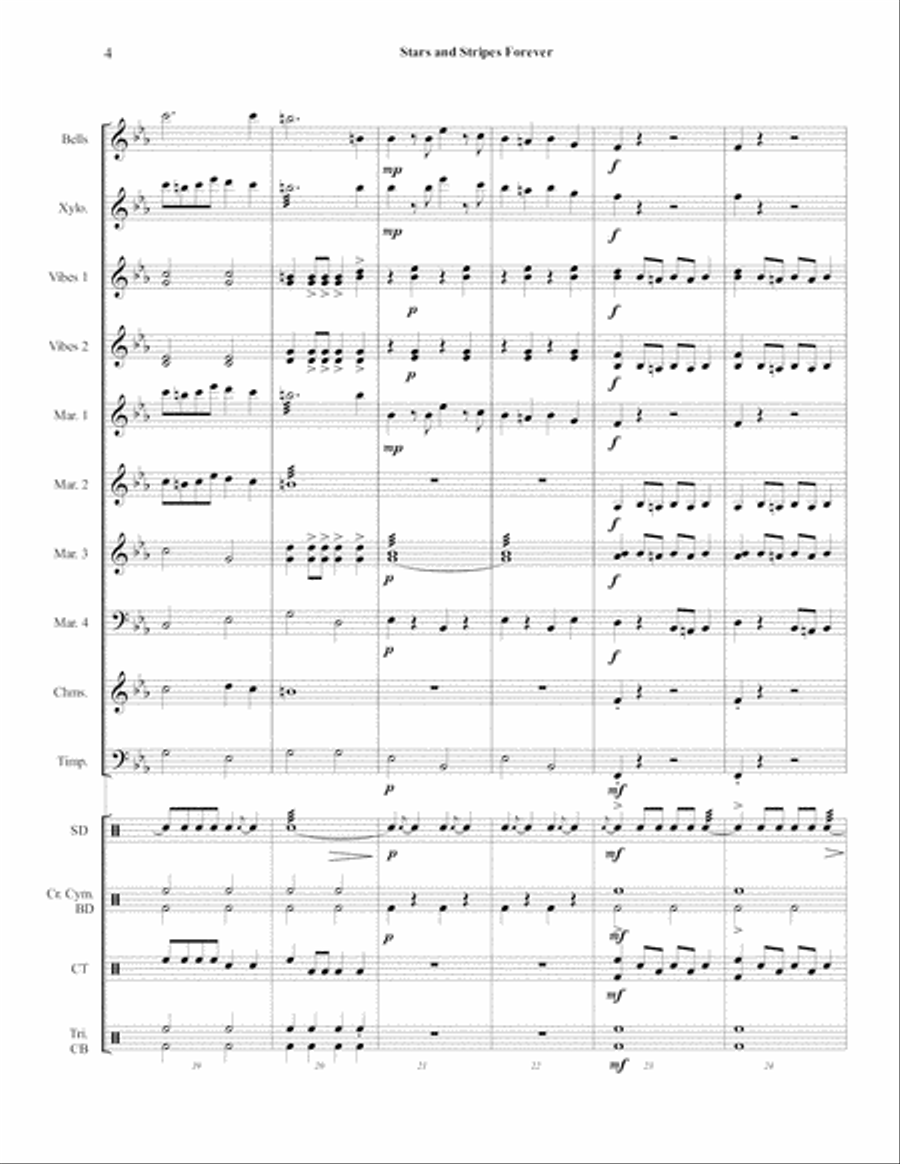 Stars and Stripes Forever for Percussion Ensemble Percussion Ensemble scores gallery preview page 6