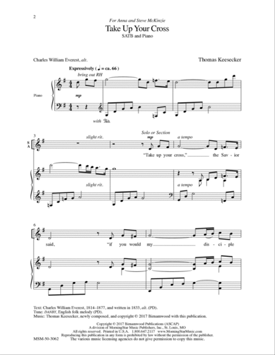 Take Up Your Cross 4-Part scores gallery preview page 2