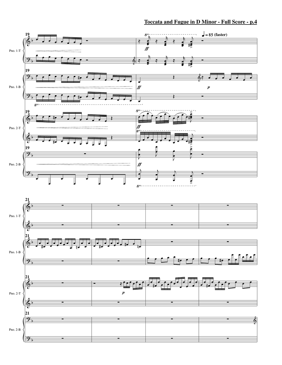 Toccata and Fugue in D Minor (Two Pianos, Eight Hands) Piano Method scores gallery preview page 5