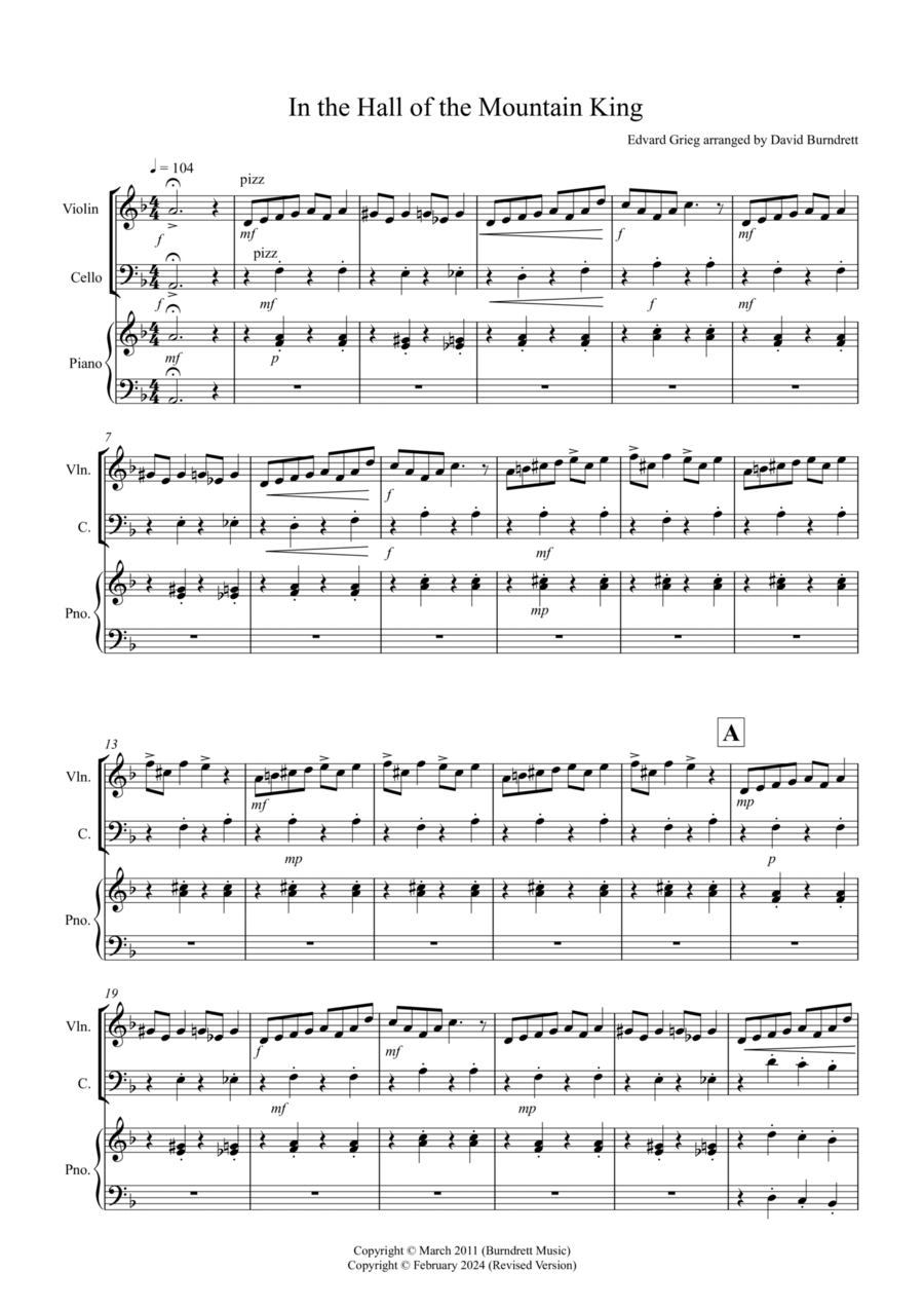 In the Hall of the Mountain King for Violin and Cello Duet by Edvard Grieg String Duet - Digital Sheet Music