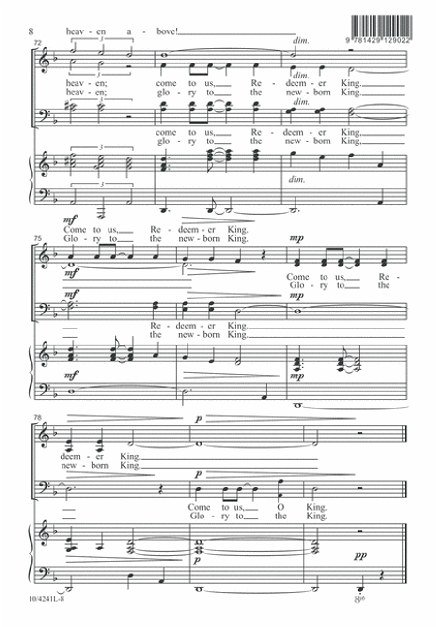 Come from Heaven Above 4-Part scores gallery preview page 8
