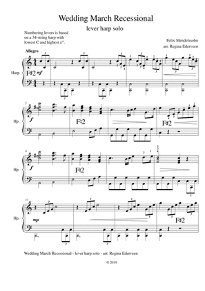 Wedding March Recessional (Mendelssohn) - lever harp solo
