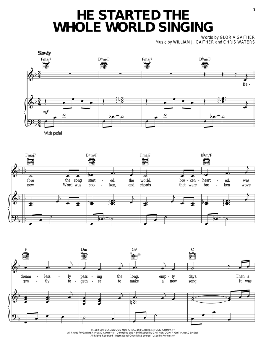 He Started The Whole World Singing Piano, Vocal, Guitar scores gallery preview page 1
