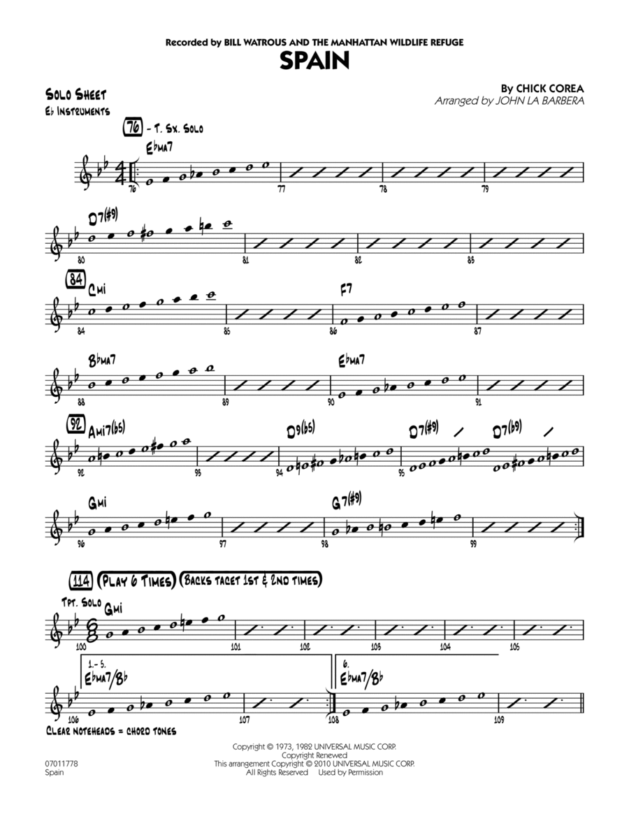 Spain - Eb Solo Sheet