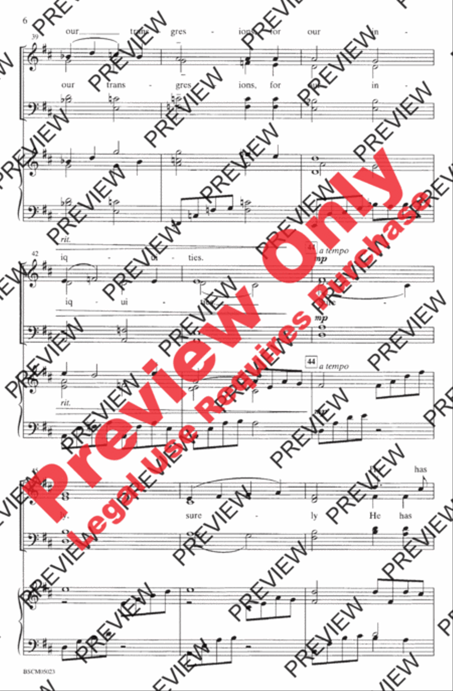 Surely, He Has Borne Our Griefs 4-Part scores gallery preview page 6