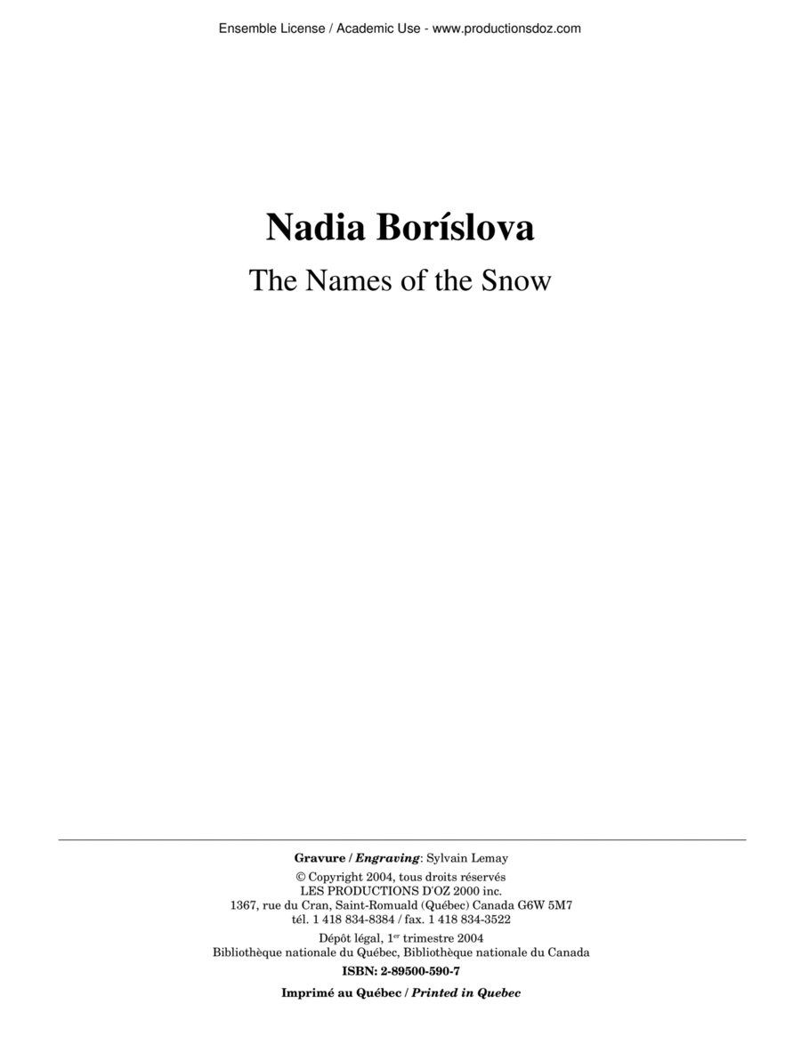 The Names of the Snow Classical Guitar scores gallery preview page 1