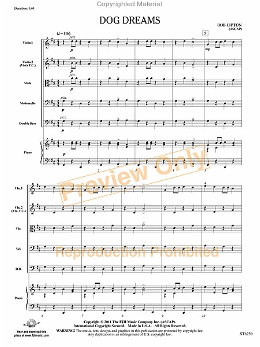 Dog Dreams String Orchestra scores gallery preview page 2