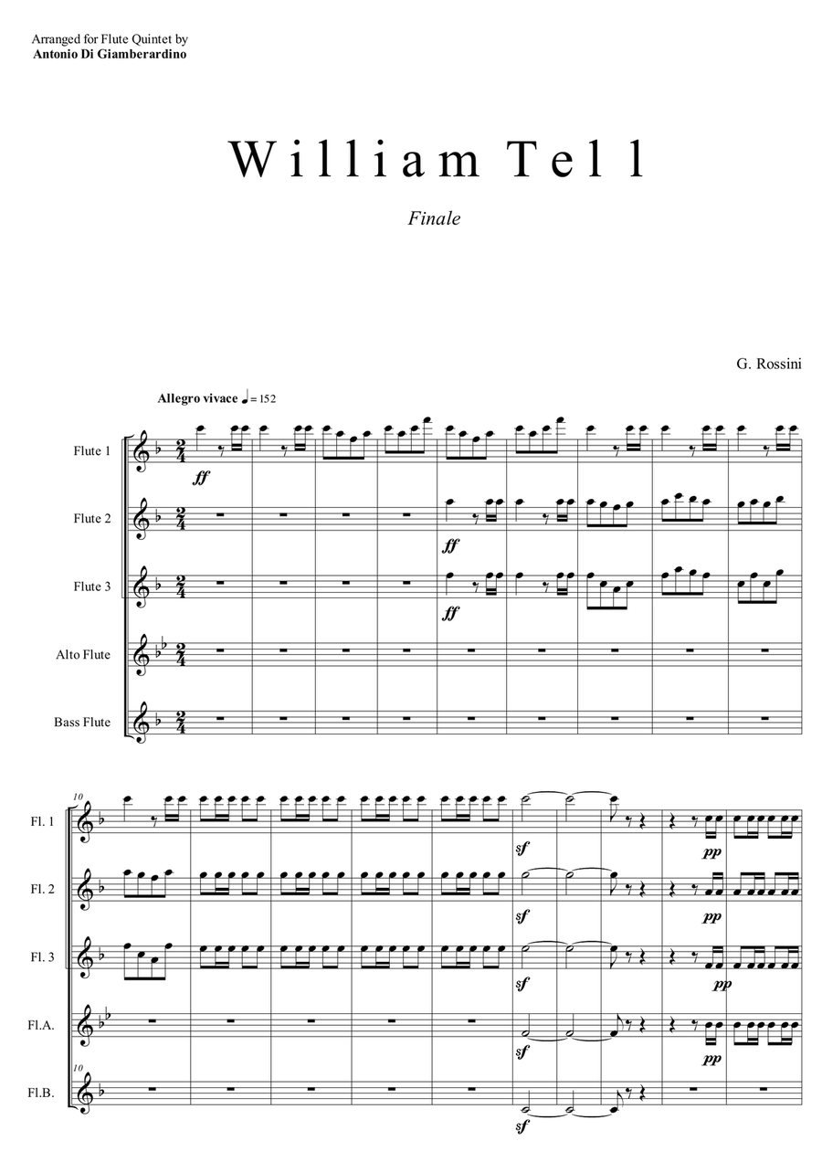 WILLIAM TELL - Overture (Finale) for Flute Quintet/Choir