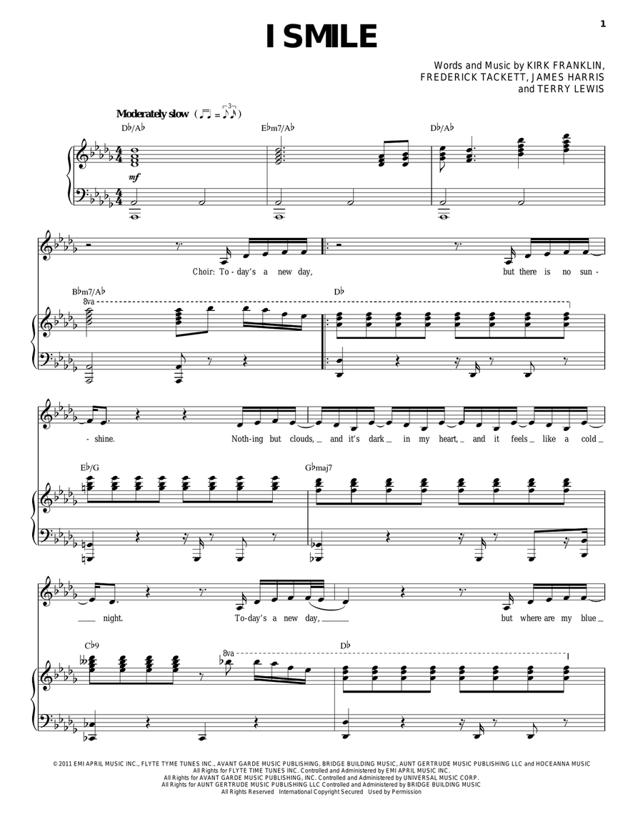 I Smile Piano, Vocal, Guitar scores gallery preview page 1