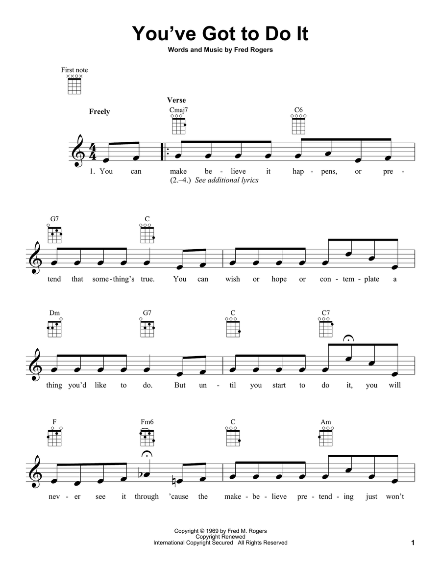 You've Got To Do It (from Mister Rogers' Neighborhood) Ukulele scores gallery preview page 1