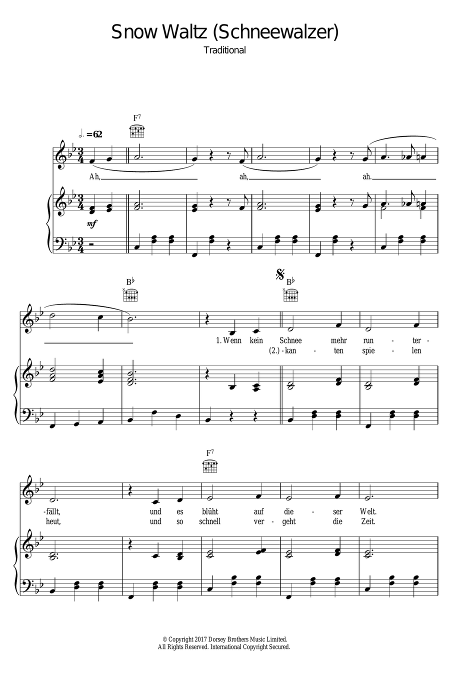 Snow Waltz (Schneewalzer) Piano, Vocal scores gallery preview page 1