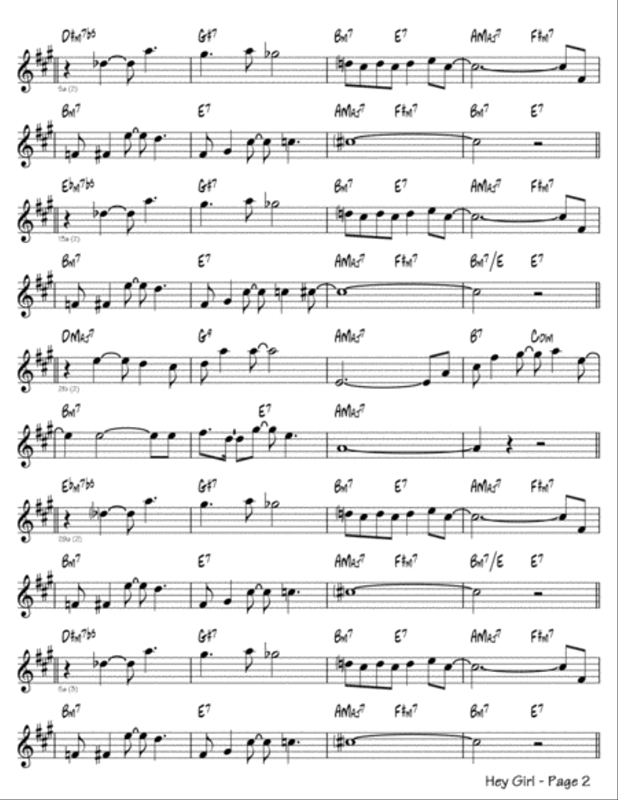 Hey Girl Easy Piano scores gallery preview page 2
