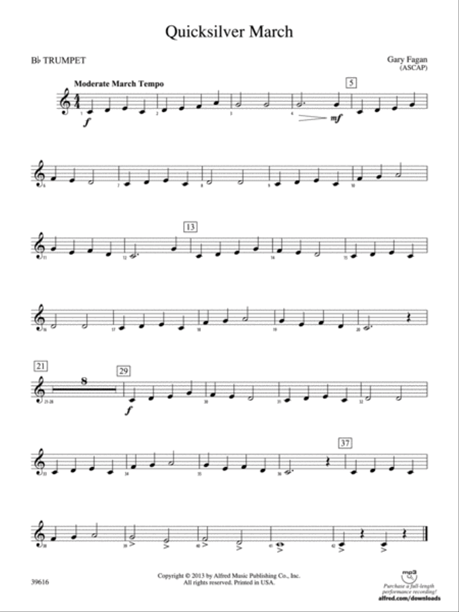 Quicksilver March: 1st B-flat Trumpet Concert Band scores gallery preview page 1