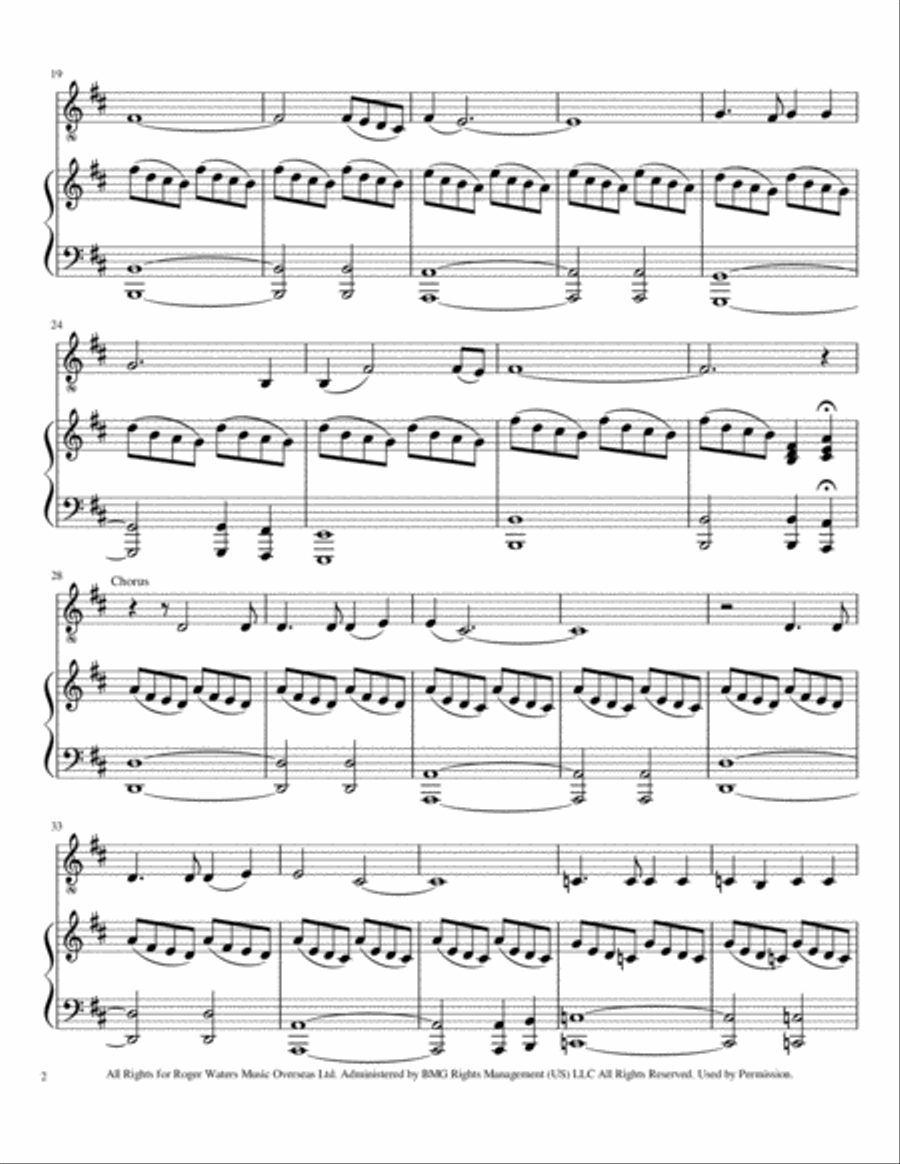 Comfortably Numb 2 Pianos, 4-Hands scores gallery preview page 3