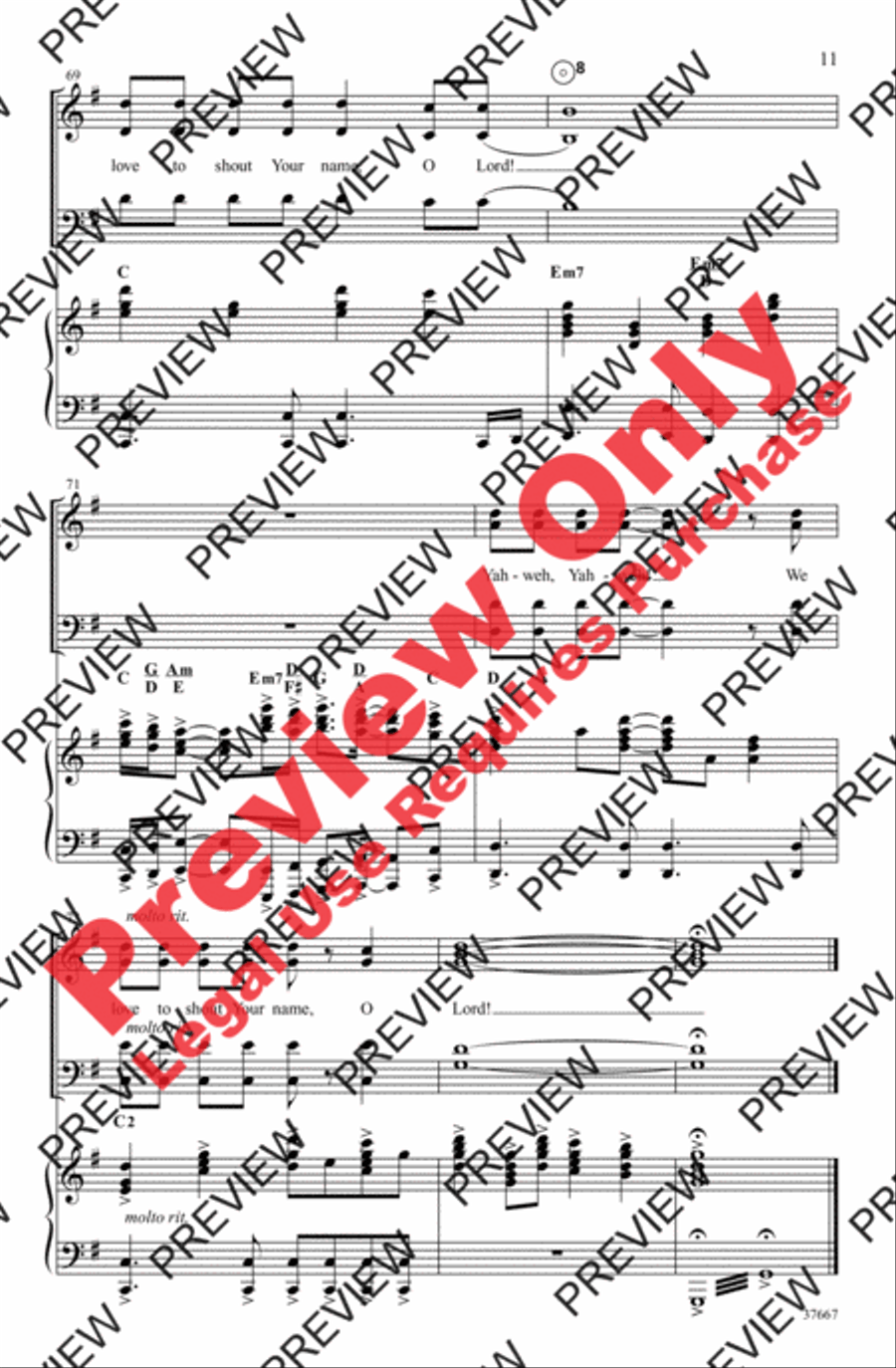 At Your Name (Yahweh, Yahweh) 4-Part scores gallery preview page 11