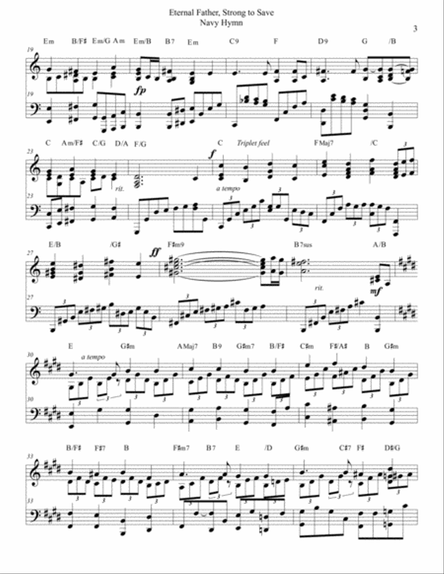 Eternal Father, Strong to Save (NAVY and Armed Forces Hymn) Piano Solo scores gallery preview page 3
