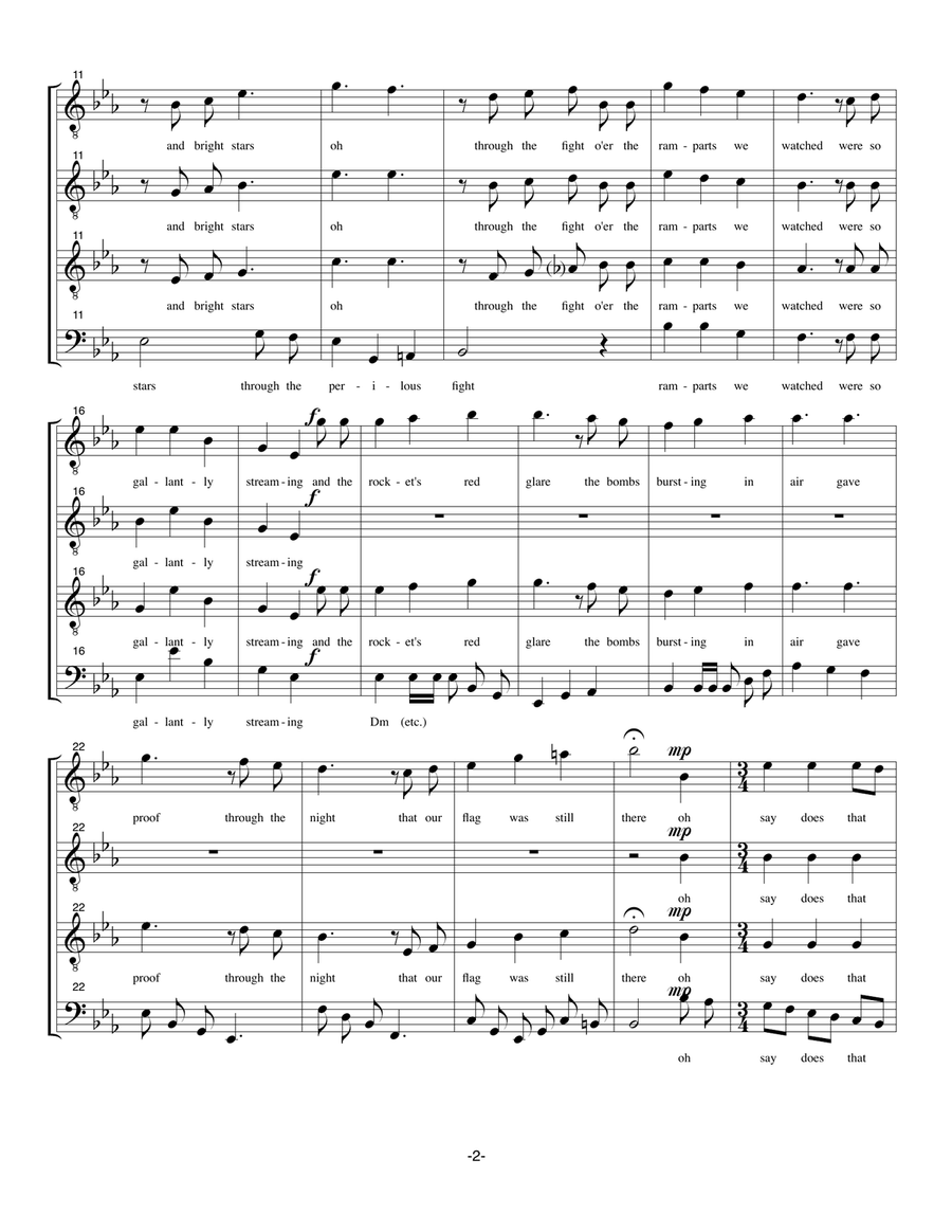 Star Spangled Banner TTBB scores gallery preview page 2