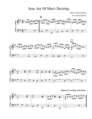 Book cover for "Jesu, Joy Of Man's Desiring" (Cantata BWV 147) - Basic Piano Arrangement