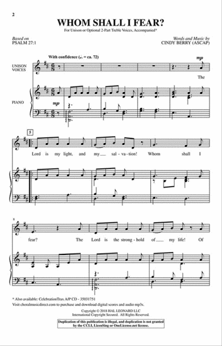 Whom Shall I Fear? Unison Choir scores gallery preview page 2