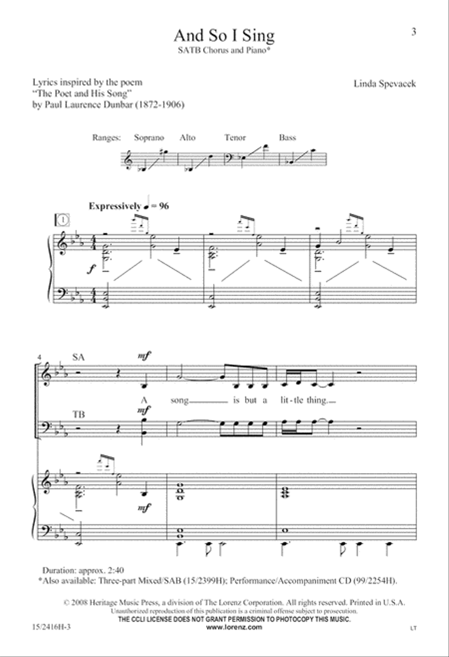 And So I Sing 4-Part scores gallery preview page 3