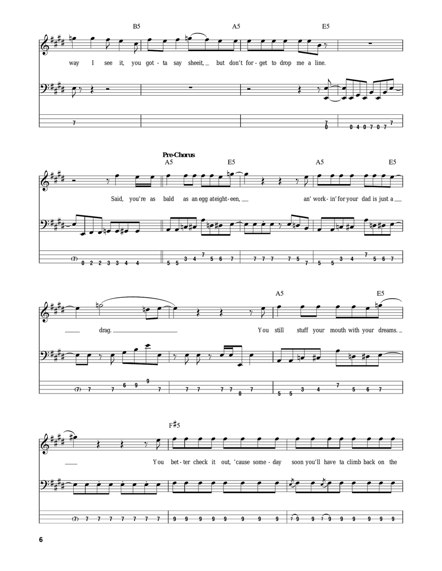 Mama Kin Bass Guitar Tablature scores gallery preview page 6