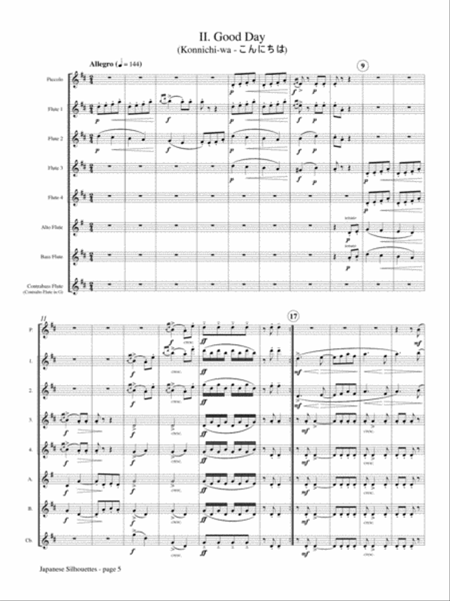 Japanese Silhouettes for Flute Choir Flute Choir scores gallery preview page 3