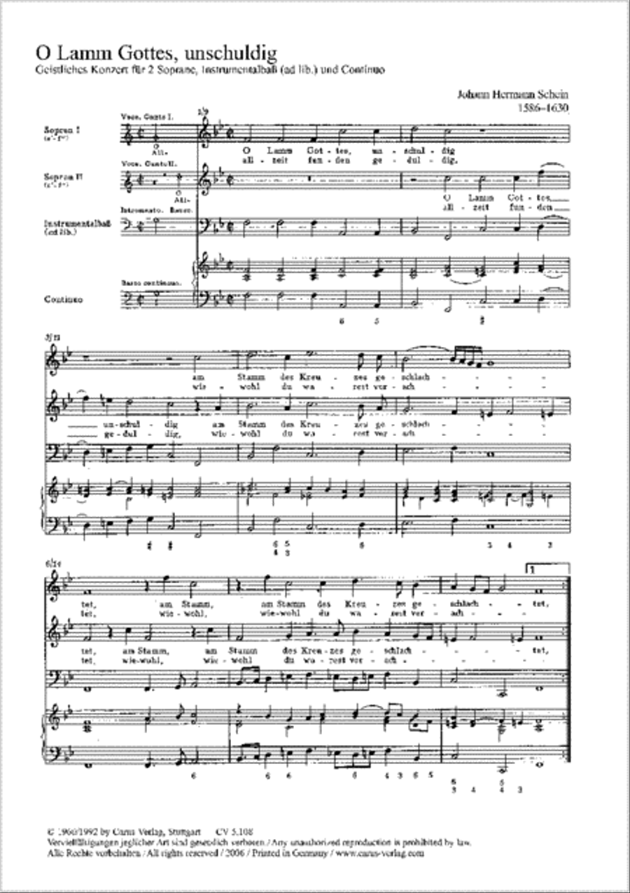 O Lamb of God most holy (O Lamm Gottes, unschuldig) Women's Choir scores gallery preview page 1