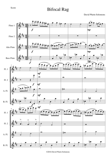 Bifocal Rag for flute quartet (2 flutes, 1 alto flute, 1 bass flute) image number null