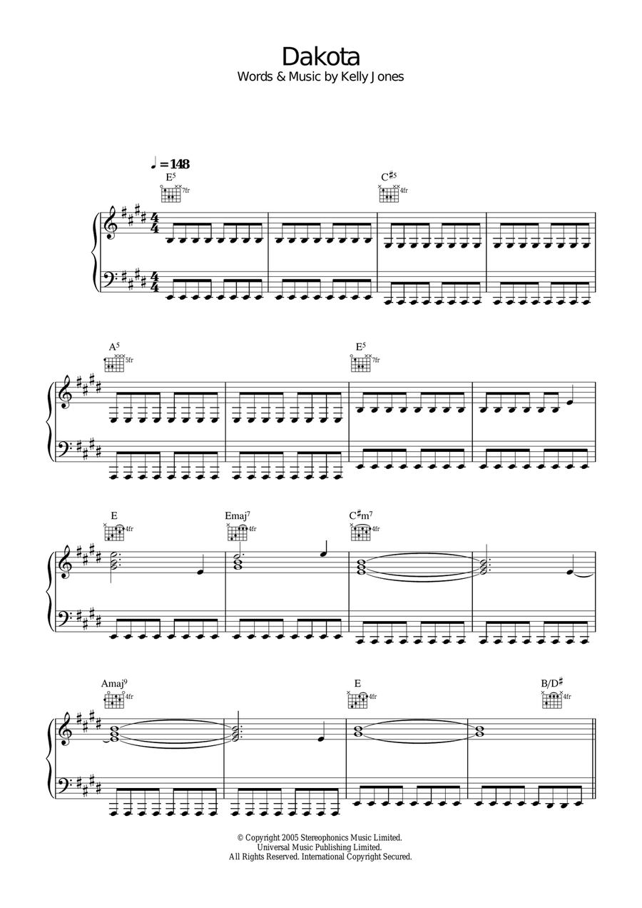 Dakota Piano, Vocal, Guitar scores gallery preview page 1
