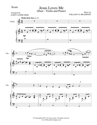 JESUS LOVES ME (Duet – Violin and Piano/Score and Parts)