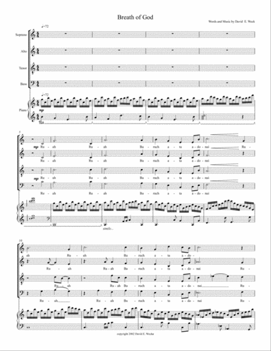 Breath of God Breath of God 4-Part scores gallery preview page 1