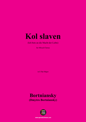 Book cover for Bortniansky-Kol slaven(Ich bete an die Macht der Liebe),for Mixed Chorus