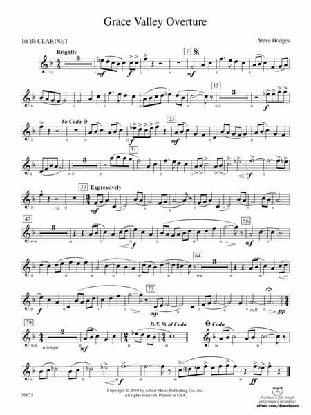 Grace Valley Overture: 1st B-flat Clarinet