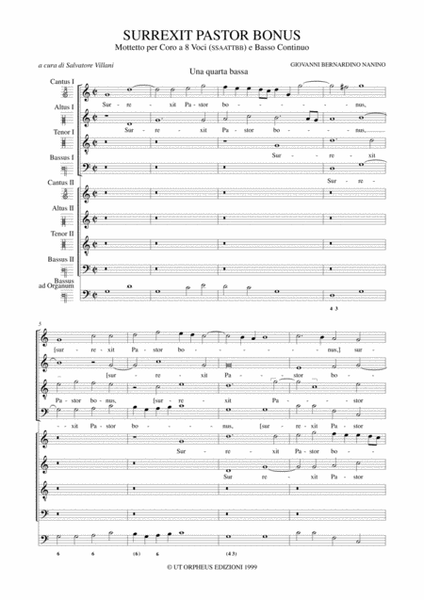 Surrexit Pastor Bonus. Motet (Roma 1607) for 8-part Choir (SATB-SATB) and Continuo