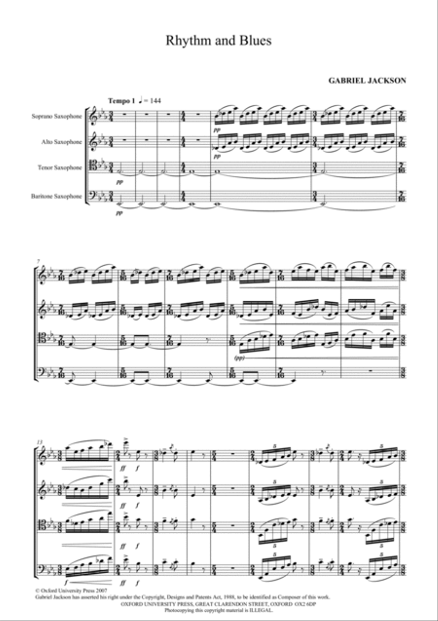 Rhythm and Blues Saxophone Quartet scores gallery preview page 3